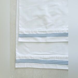 Set of 2 Pottery Barn Grand Organic Cotton Percale Embroidered Pillow Sham White